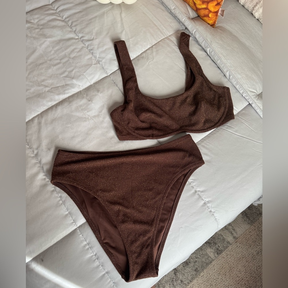 Victorias Secret PINK brown glitter bikini